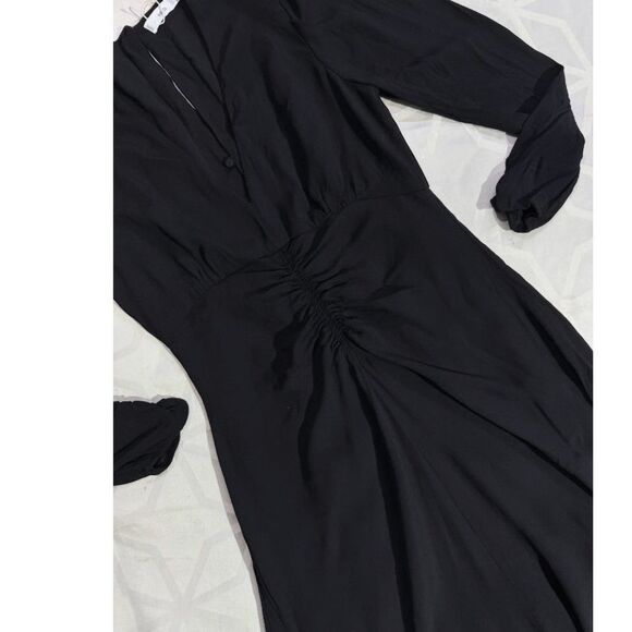NEW MNG by Mango Classic Black Dress with Twist Front Size 8 - Picture 3 of 10